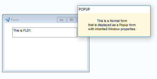 Popup form with inherited properties