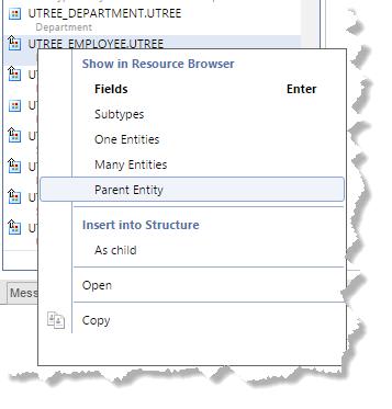 Context menu of Model tab in Component Editor